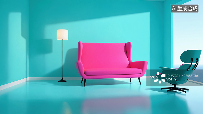 【AI数字艺术】高饱和对比色创意空间设计图片素材