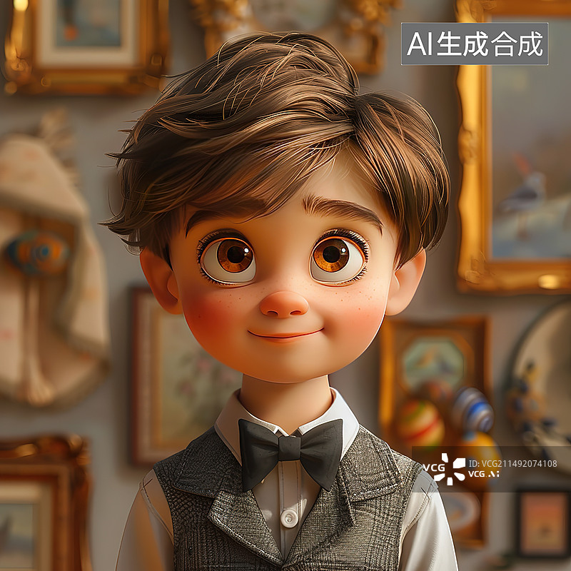 【AI数字艺术】穿着传统服装的男孩的特写肖像图片素材