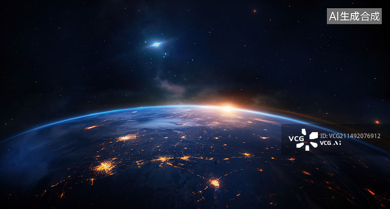 【AI数字艺术】航拍地球天际线图片素材