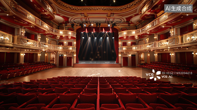 【AI数字艺术】一座无人的豪华的歌剧院内部装饰建筑图片素材