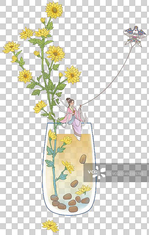 汉服女子与决明子菊花茶图片素材