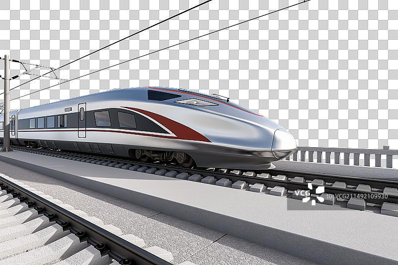 3D渲染，高速列车与铁路桥梁图片素材