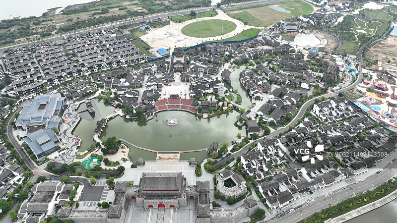 闽越水镇鸟瞰图片素材