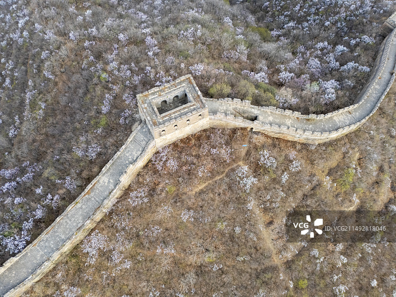北京市春季黄花城野长城航拍视角图片素材