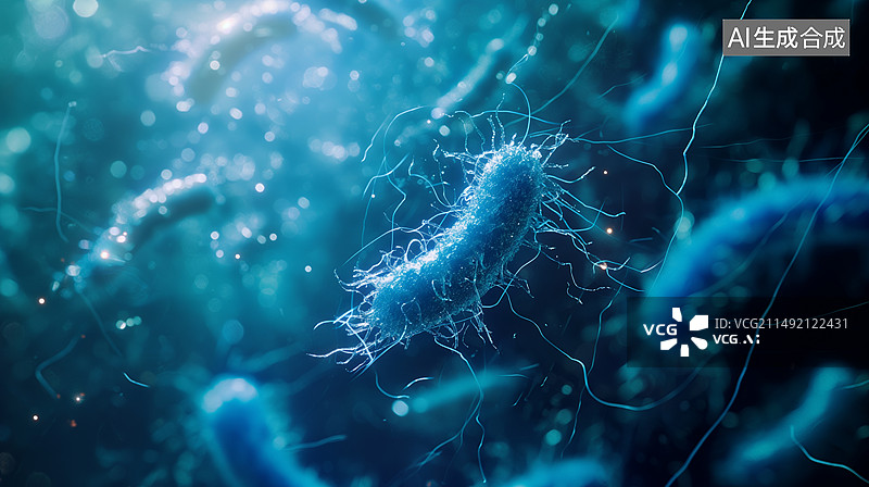 【AI数字艺术】蓝色细菌粒子图片素材