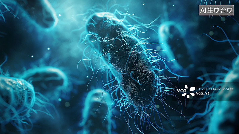 【AI数字艺术】蓝色细菌粒子图片素材