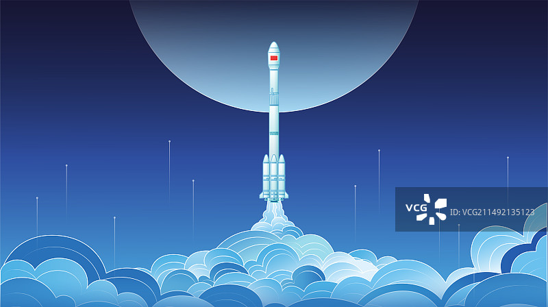 航天日火箭发射矢量横幅插画图片素材