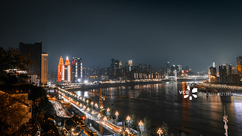 夜幕下的重庆南滨路景色图片素材