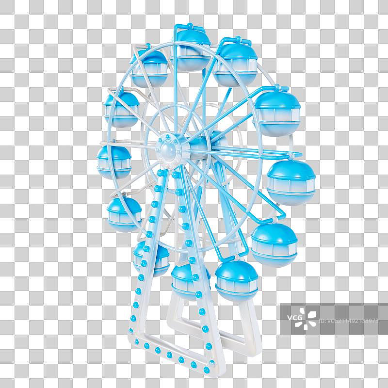 3D渲染的摩天轮游乐场游乐设施元素图片素材