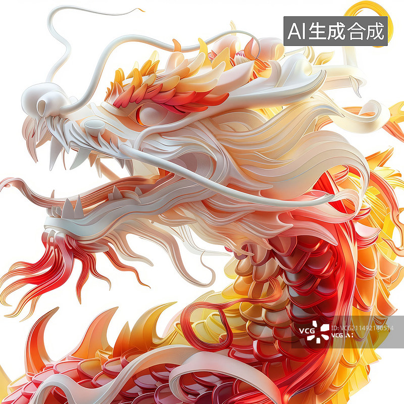 【AI数字艺术】中国玻璃材质龙形象3d素材图片素材