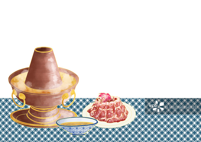 老北京特色美食小吃铜火锅涮羊肉图片素材