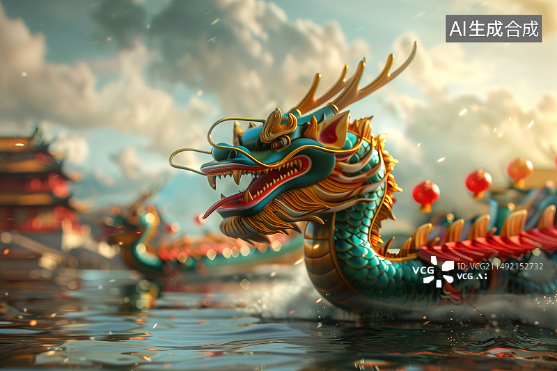 【AI数字艺术】龙舟龙头图片素材