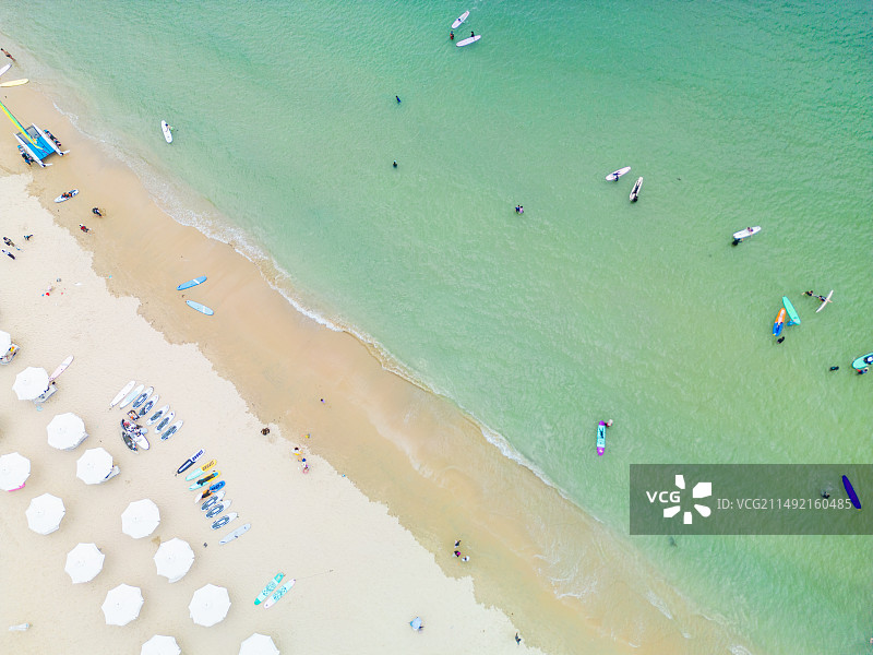 三亚后海村皇后湾冲浪基地航拍图片素材
