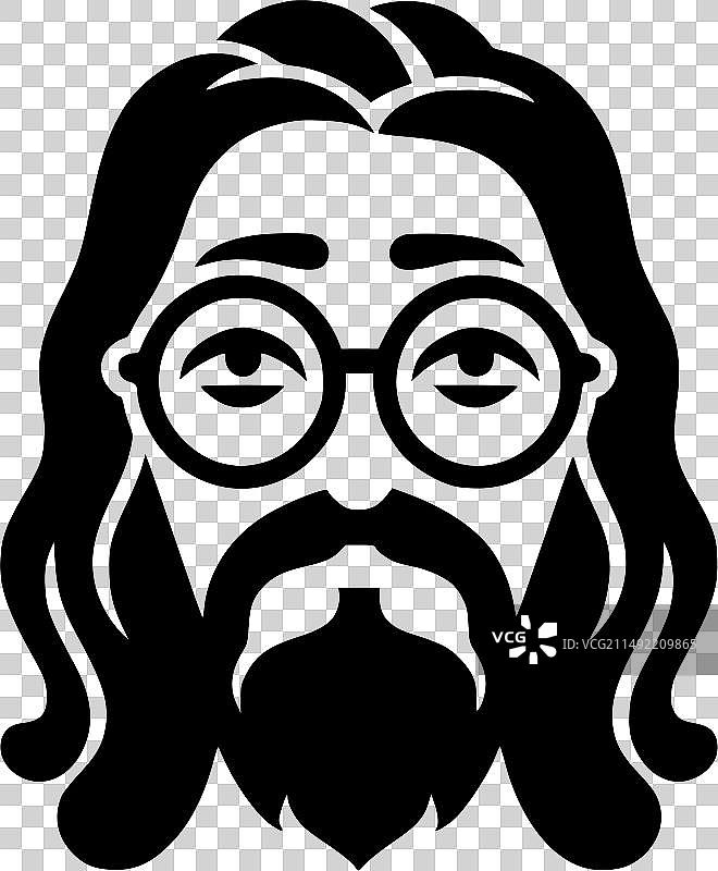 嬉皮士黑白隔离图标图片素材