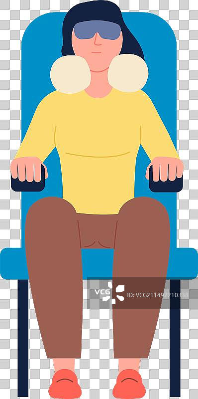 在飞机或火车上舒适旅行中睡觉的女人图片素材