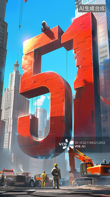 【AI数字艺术】五一城市创意插画图片素材