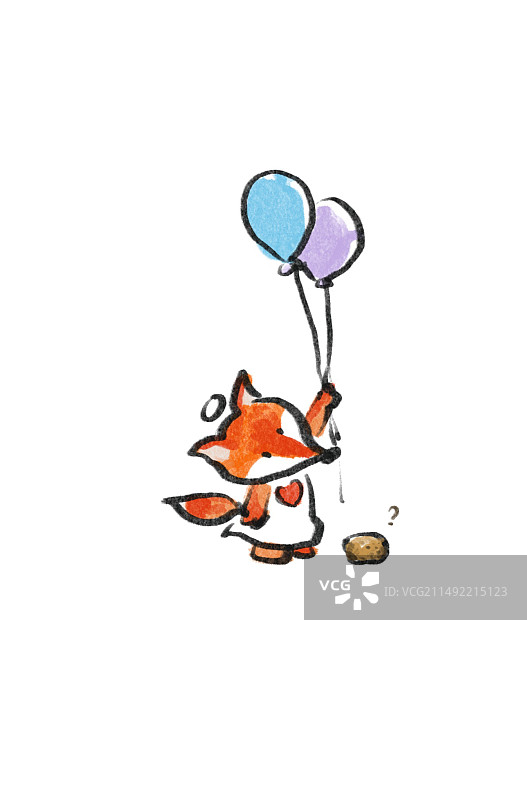 拿气球的狐狸和土豆图片素材