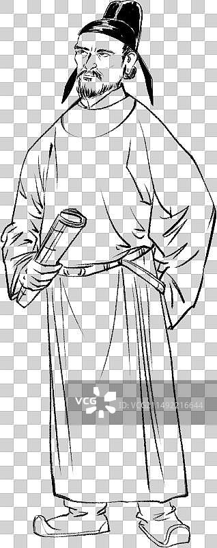 古代诗人元素人物线条画元素图片素材