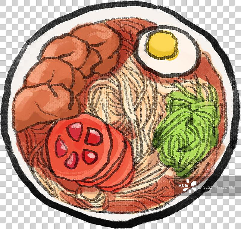 水墨风东北菜鲁菜黑龙江美食鸡西冷面插画图片素材
