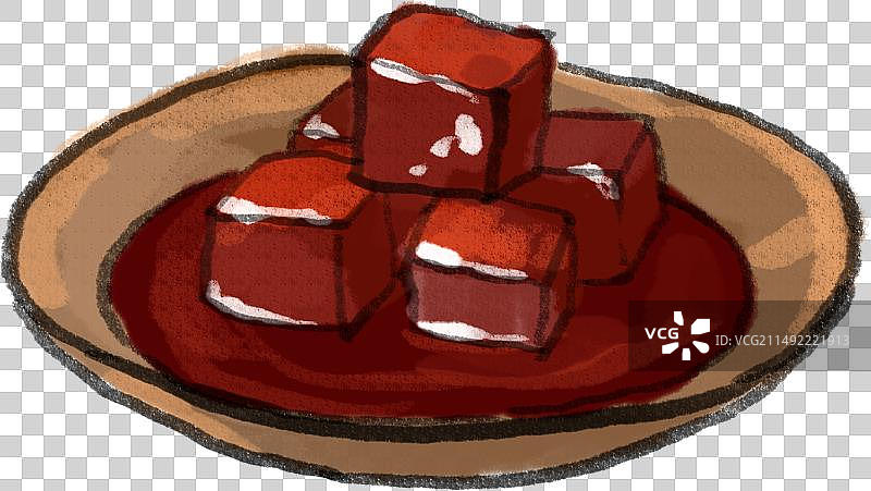 水墨风东北菜鲁菜黑龙江美食克东腐乳插画图片素材