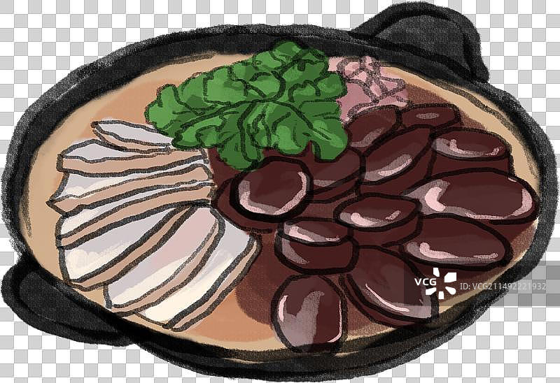 水墨风东北菜吉林菜系长春美食白肉血肠插画图片素材