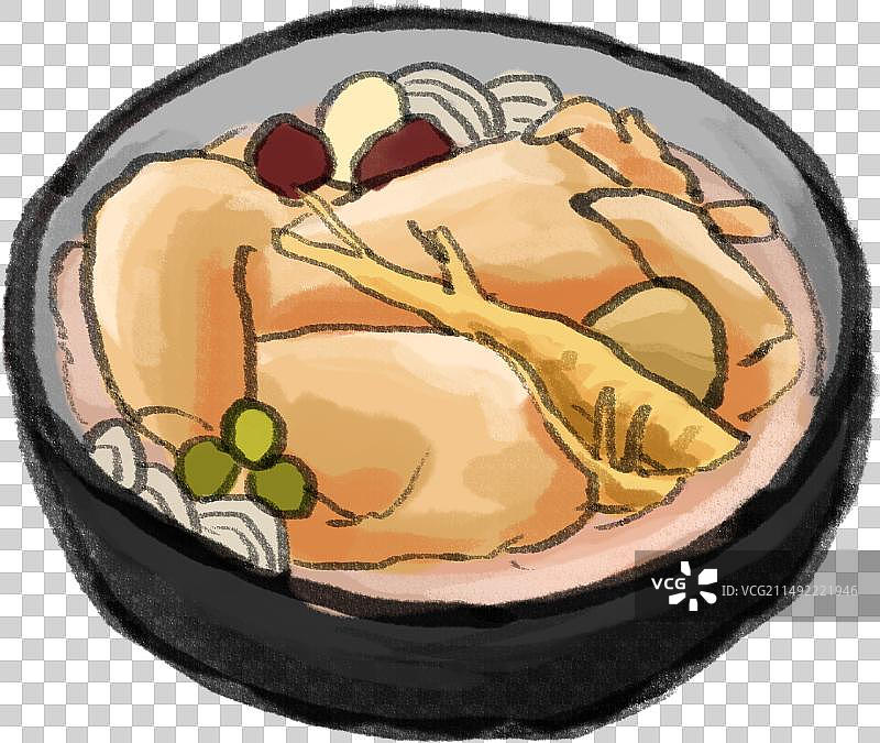 水墨风东北菜吉林菜系长春美食翡翠人参茅台鸡插画图片素材