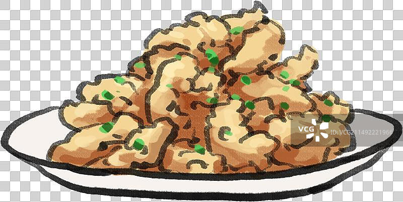 水墨风东北菜吉林菜系长春美食锅包肉插画图片素材