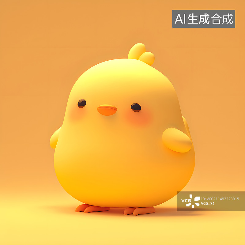 【AI数字艺术】可爱的小鸡3D卡通插画图片素材