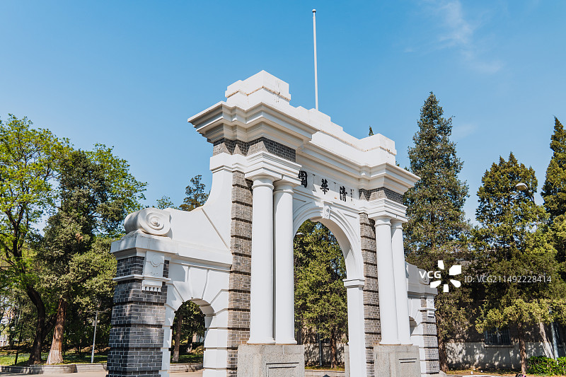 清华大学校园二校门建筑图片素材