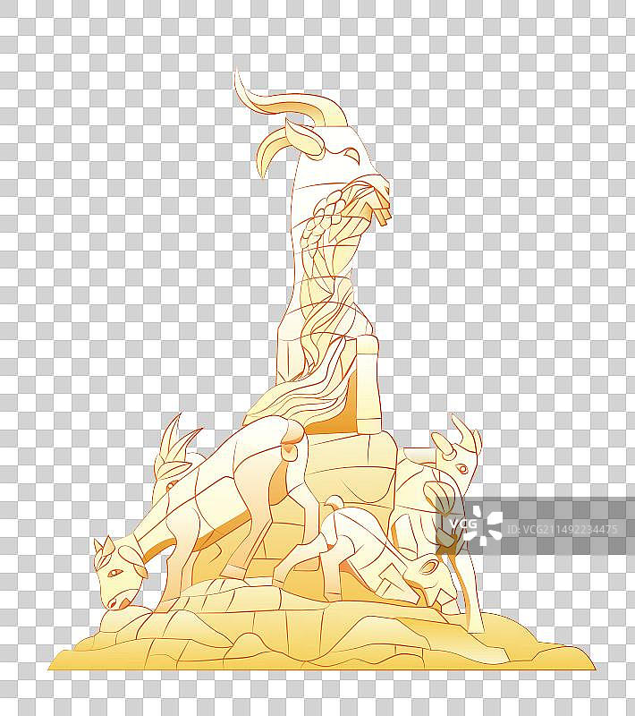 广州五羊石像插画元素图片素材