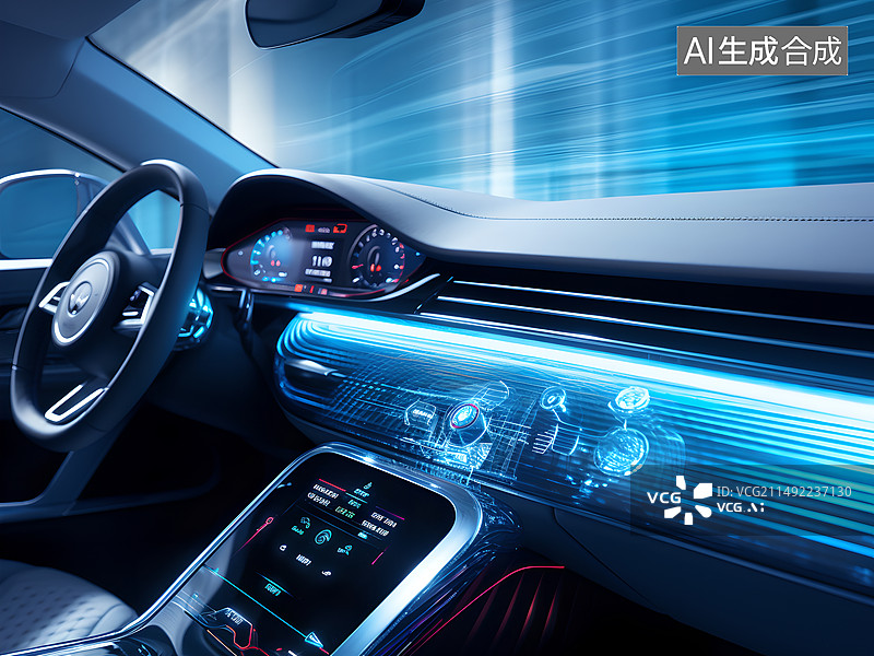 【AI数字艺术】智能汽车，自动驾驶，新能源汽车，科技概念图片素材