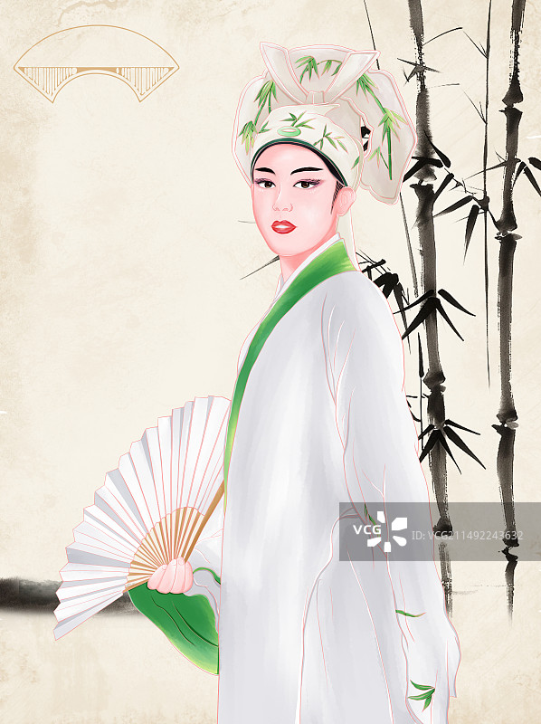 手绘戏曲人物越剧小生梁祝国风插画图片素材