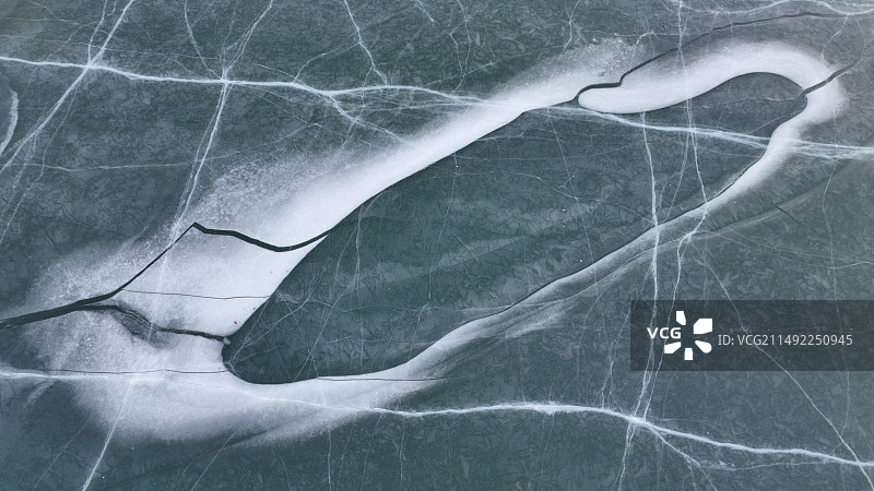 北京怀柔水库冬天冰面航拍图片素材