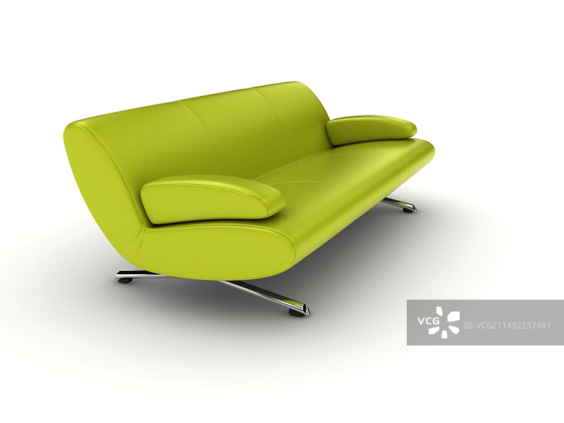 隔离背景的绿色沙发图片素材