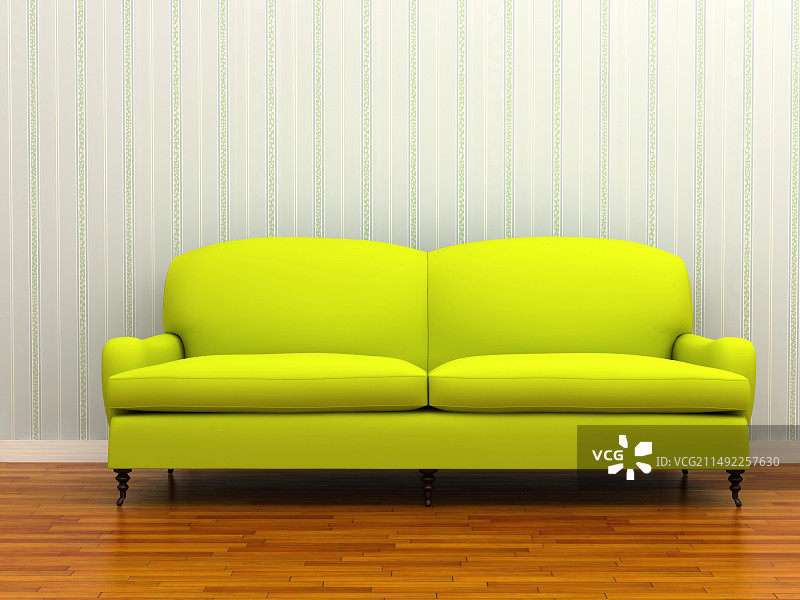 房间里的绿色皮革沙发图片素材