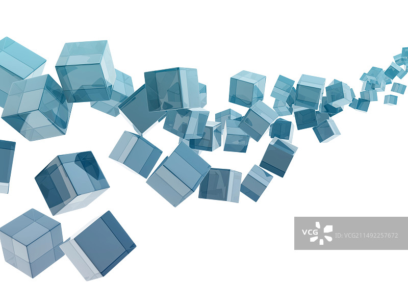 飞散的玻璃方块图片素材