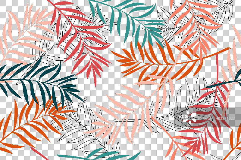 优雅热带树叶无缝图案图片素材