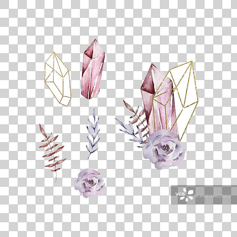 水彩水晶组合素材图片素材