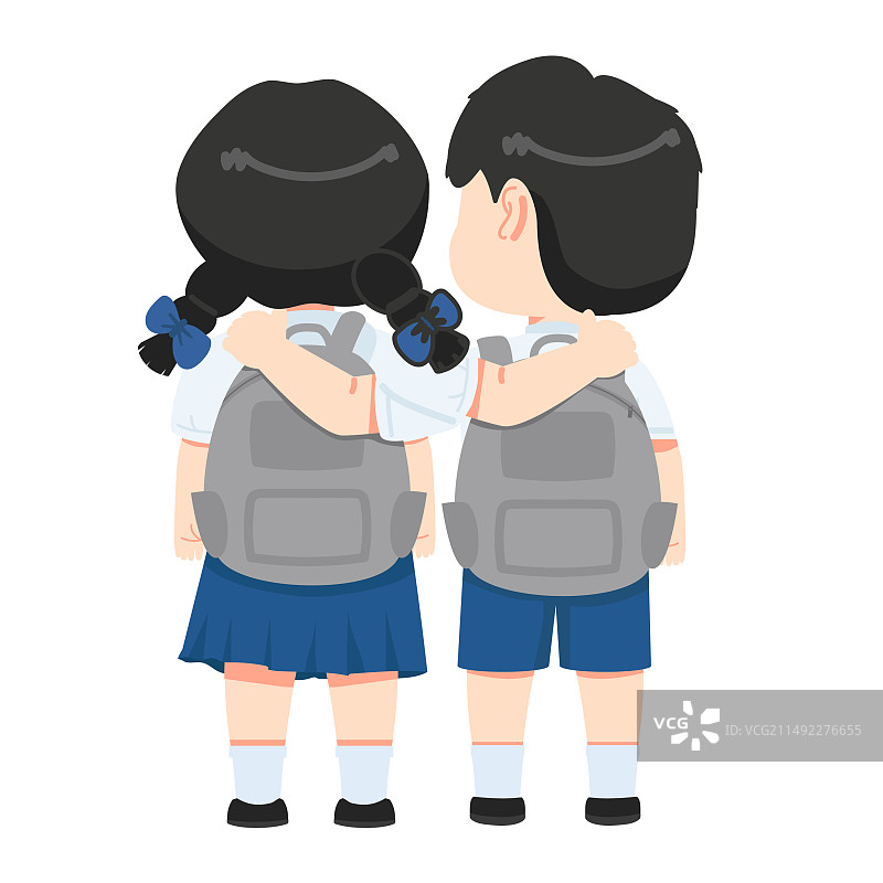 学生好朋友拥抱背影图片素材