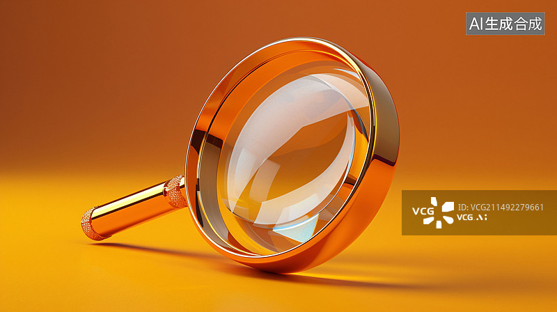 【AI数字艺术】放大镜3D插画，搜寻目标聚焦分析商业探索概念插图图片素材