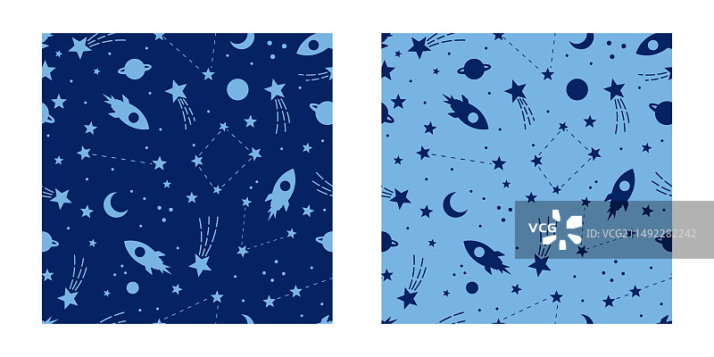 具有颜色变化的蓝色可爱星系图案图片素材
