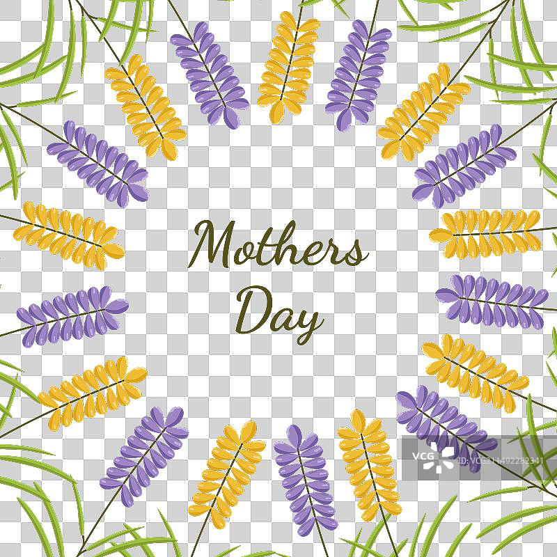 母亲节贺卡与花卉背景花环图片素材