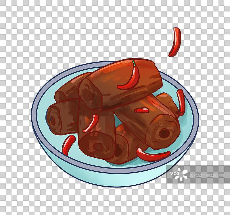 手绘武汉鸭脖元素图片素材