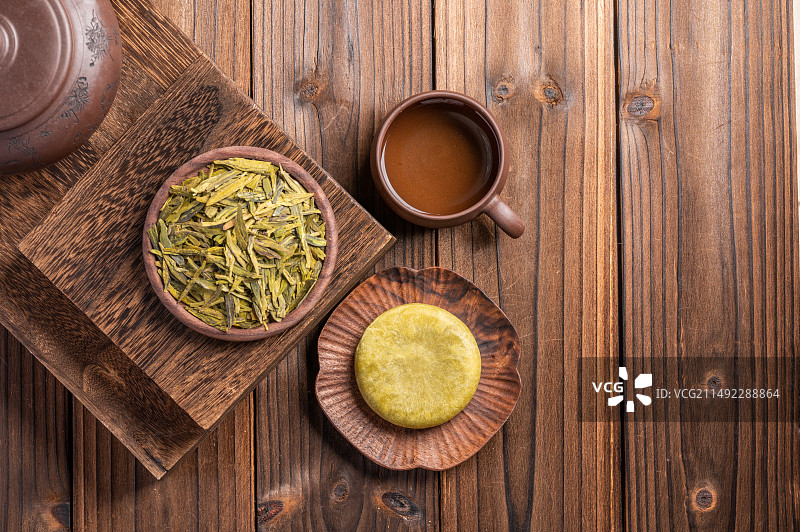 传统糕点绿茶酥饼图片素材