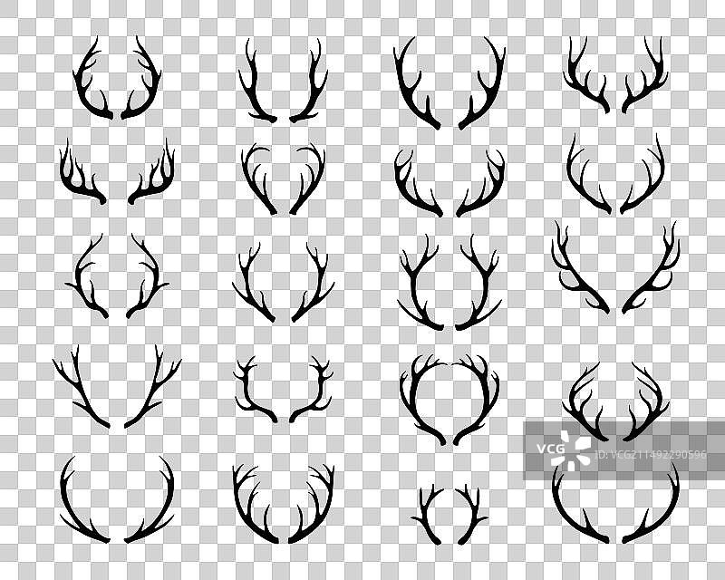 手绘鹿角图标合集图片素材