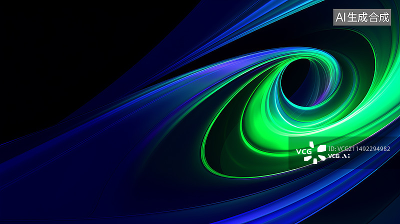 【AI数字艺术】蓝绿色的抽象曲线螺旋背景图片素材