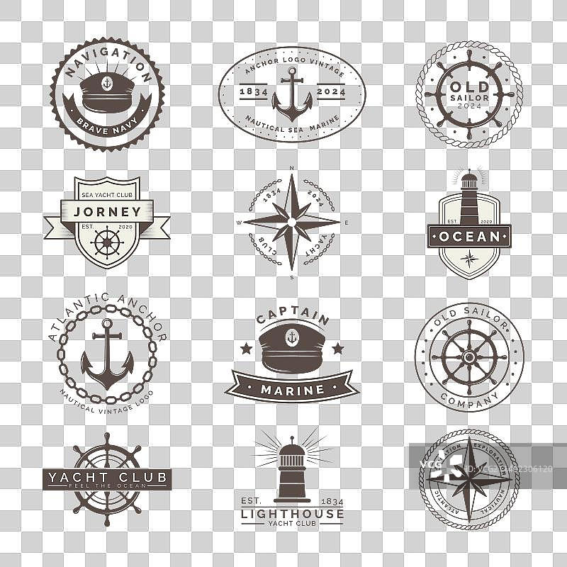 游艇俱乐部水手元素海军套装图片素材