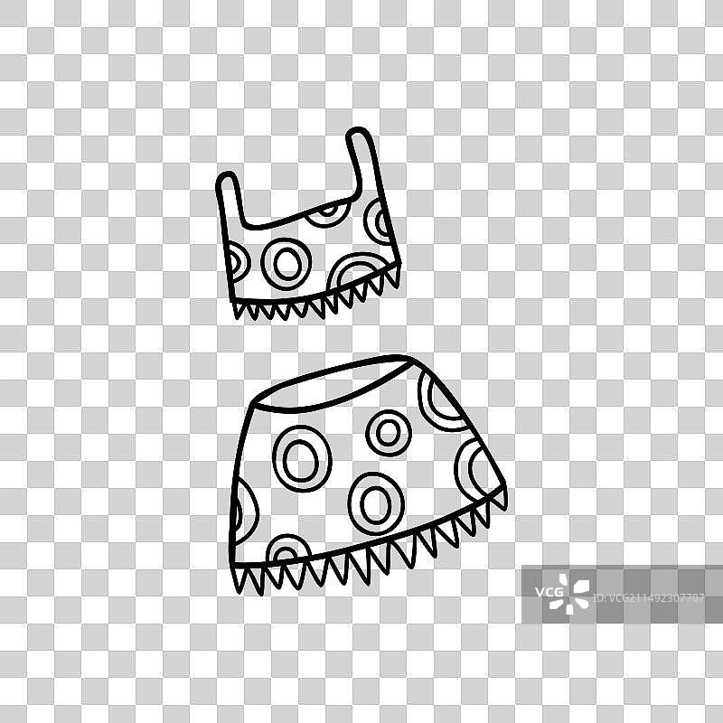 涂鸦风格的夏季海滩服装裙子和上衣图片素材