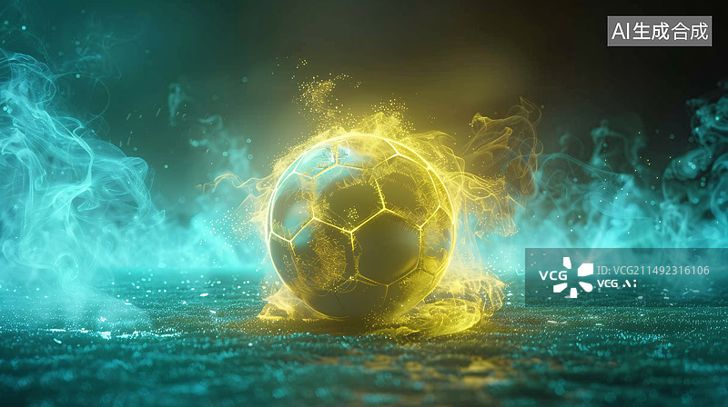 【AI数字艺术】黄蓝足球背景图片素材