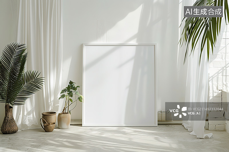 【AI数字艺术】家里桌子上盆栽植物的特写镜头图片素材